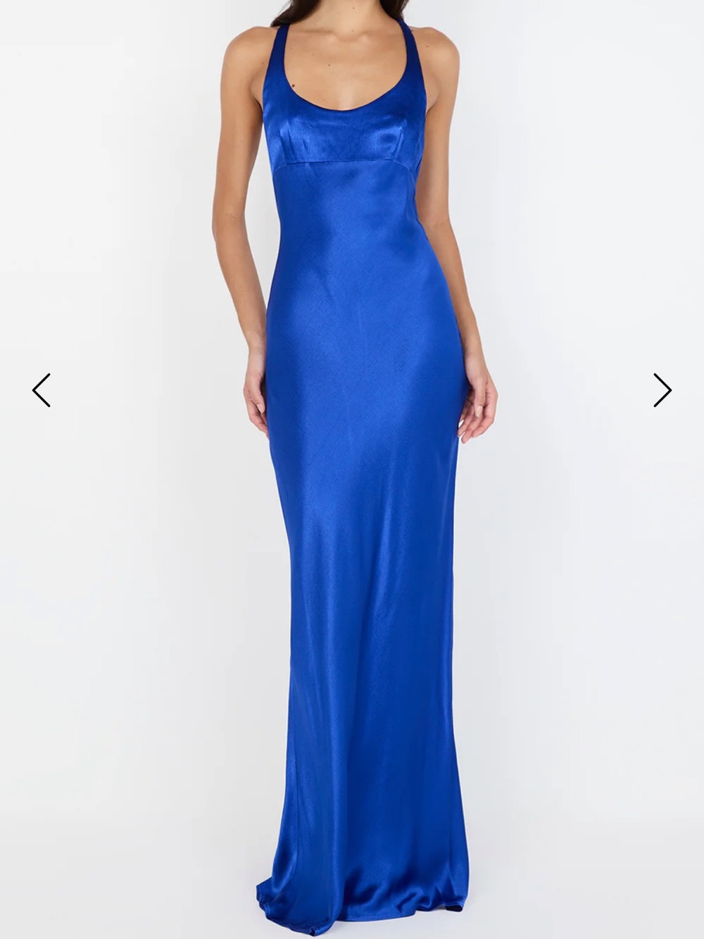 Bec & Bridge Maxina Crossover Dress - Mediterranean Blue Satin Maxi Dress